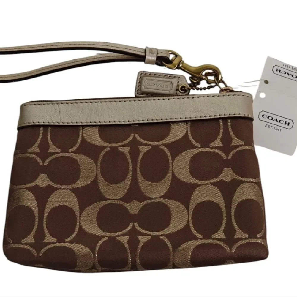 NWT Coach Brown Wristlet Clutch Purse